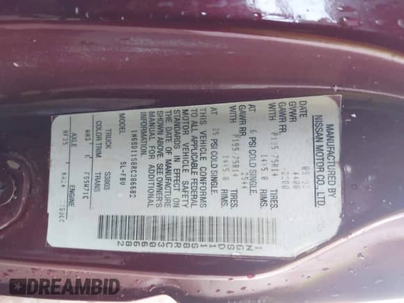 1994 Nissan Frontier with VIN 1N6SD11S8RC306682, listed as a IAAI auction lot 41725950 with 169,022 mi miles and . Bid and sale history available at DreamBid. Image 9.