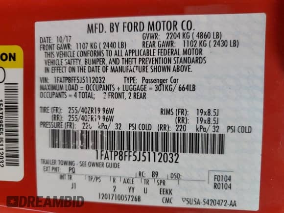 2018 Ford Mustang GT Premium with VIN 1FATP8FF5J5112032, listed as a Copart auction lot 81724705 with 56,052 mi miles and Salvage title. Bid and sale history available at DreamBid. Image 13.