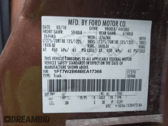 2011 Ford F-250 XL с VIN 1FT7W2B68BEA17368, выставлен на аукционе IAAI как лот 42267048 с пробегом 132 044 миль миль и . История ставок и продаж доступна на DreamBid. Изображение 9.