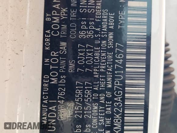 2023 Hyundai Kona SE with VIN KM8K23AG7PU174677, listed as a Copart auction lot 69480755 with 44,594 mi miles and Salvage title. Bid and sale history available at DreamBid. Image 12.