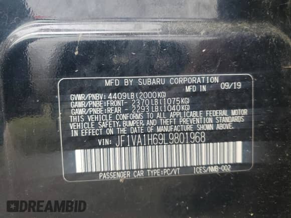 2020 Subaru WRX Limited с VIN JF1VA1H69L9801968, выставлен на аукционе Copart как лот 80937875 с пробегом 57 151 миль миль и Чистый • Clean title. История ставок и продаж доступна на DreamBid. Изображение 10.