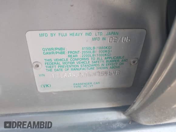 2006 Subaru Forester X с VIN JF1SG65606H754648, выставлен на аукционе IAAI как лот 42008245 с пробегом 166 341 миль миль и . История ставок и продаж доступна на DreamBid. Изображение 9.