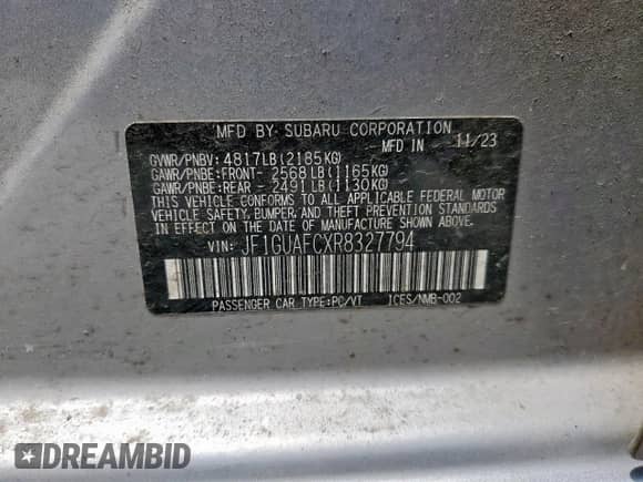 2024 Subaru Impreza Special Sports with VIN JF1GUAFCXR8327794, listed as a Copart auction lot 70348505 with 31,180 mi miles and Salvage title. Bid and sale history available at DreamBid. Image 14.