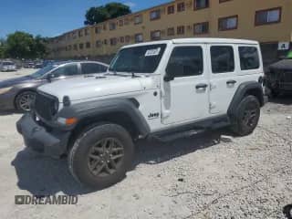 2024 Jeep Wrangler Sport S with VIN 1C4PJXDN8RW105504, listed as a Copart auction lot 68328505 with 21,732 mi miles and Salvage title. Bid and sale history available at DreamBid. Image 1.