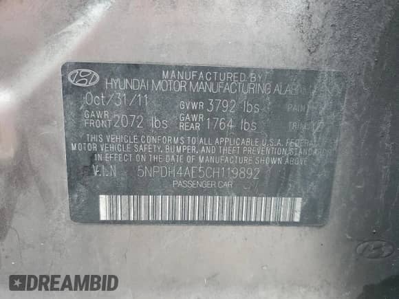 2012 Hyundai Elantra GLS z VIN 5NPDH4AE5CH119892, wystawiony jako Copart lot #84908845 z przebiegiem 105 548 mil mil oraz Czysty tytuł • Clean title. Historia ofert i sprzedaży dostępna na DreamBid. Obrazek 12.