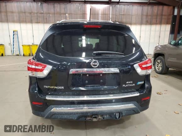 2014 Nissan Pathfinder Platinum Hybrid with VIN 5N1CR2MM4EC656957, listed as a Copart auction lot 90468505 with 114,242 mi miles and Clean title. Bid and sale history available at DreamBid. Image 6.