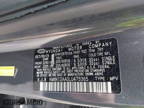 2020 Hyundai Kona SE z VIN KM8K12AA0LU473365, wystawiony jako IAAI lot #42940726 z przebiegiem Nie podano mil oraz . Historia ofert i sprzedaży dostępna na DreamBid. Obrazek 9.