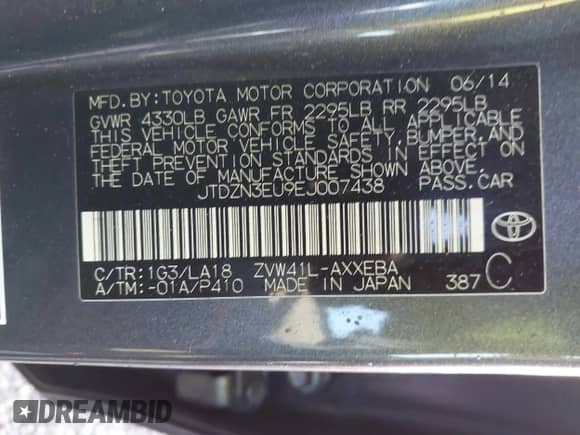 2014 Toyota Prius Three с VIN JTDZN3EU9EJ007438, выставлен на аукционе IAAI как лот 43437277 с пробегом 144 760 миль миль и . История ставок и продаж доступна на DreamBid. Изображение 9.