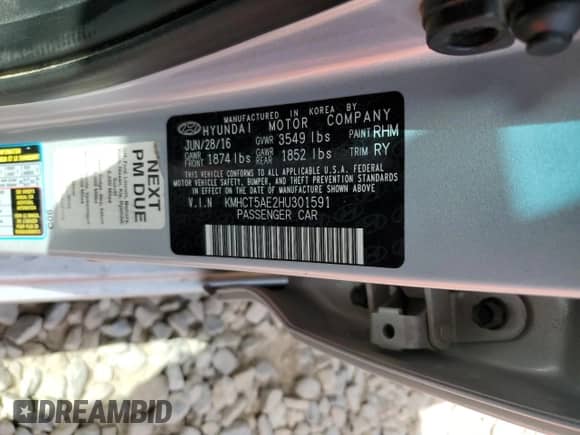 2017 Hyundai Accent SE с VIN KMHCT5AE2HU301591, выставлен на аукционе Copart как лот 65539115 с пробегом 117 001 миль миль и Списание • Salvage title. История ставок и продаж доступна на DreamBid. Изображение 13.