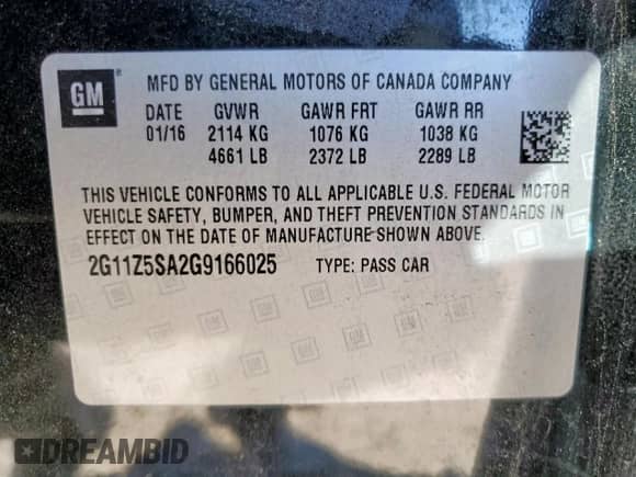 2016 Chevrolet Impala LS с VIN 2G11Z5SA2G9166025, выставлен на аукционе Copart как лот 86480615 с пробегом 128 940 миль миль и Списание • Salvage title. История ставок и продаж доступна на DreamBid. Изображение 14.