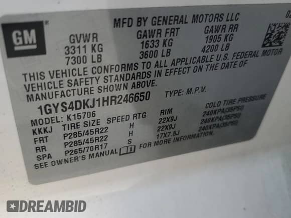 2017 Cadillac Escalade Platinum with VIN 1GYS4DKJ1HR246650, listed as a Copart auction lot 69136115 with 131,016 mi miles and Salvage title. Bid and sale history available at DreamBid. Image 14.