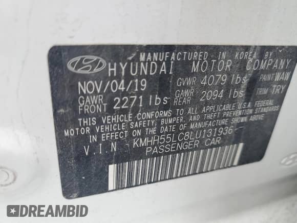 2020 Hyundai Elantra N Line z VIN KMHH55LC8LU131936, wystawiony jako Copart lot #84184524 z przebiegiem 46 968 mil mil oraz Szkoda całkowita • Salvage title. Historia ofert i sprzedaży dostępna na DreamBid. Obrazek 12.