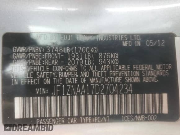 2013 Scion FR-S z VIN JF1ZNAA17D2704234, wystawiony jako Copart lot #81480975 z przebiegiem Nie podano mil oraz Szkoda całkowita • Salvage title. Historia ofert i sprzedaży dostępna na DreamBid. Obrazek 12.