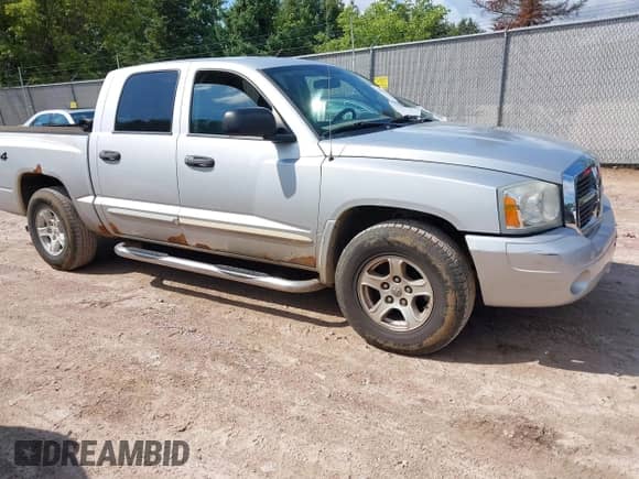2005 Dodge Dakota SLT with VIN 1D7HW48N65S252832, listed as a IAAI auction lot 43024210 with 121,442 mi miles and . Bid and sale history available at DreamBid. Image 1.
