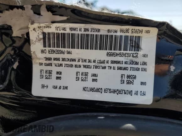 2006 Chrysler 300 C with VIN 2C3LK63H26H450950, listed as a Copart auction lot 58992565 with Not provided miles and Salvage title. Bid and sale history available at DreamBid. Image 13.