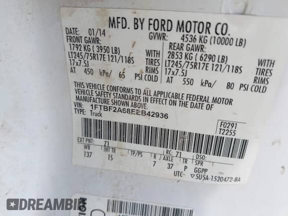 2014 Ford F-250 XL z VIN 1FTBF2A68EEB42936, wystawiony jako IAAI lot #43164830 z przebiegiem 69 277 mil mil oraz . Historia ofert i sprzedaży dostępna na DreamBid. Obrazek 9.