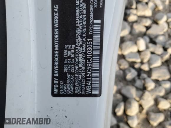 2012 BMW Z4 sDrive28i с VIN WBALL5C59CJ103051, выставлен на аукционе Copart как лот 87015834 с пробегом 92 071 миль миль и Списание • Salvage title. История ставок и продаж доступна на DreamBid. Изображение 14.