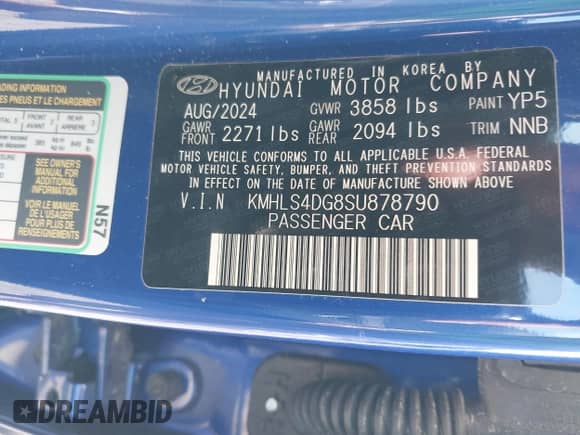 2025 Hyundai Elantra SEL Convenience с VIN KMHLS4DG8SU878790, выставлен на аукционе IAAI как лот 43298339 с пробегом 9 088 миль миль и . История ставок и продаж доступна на DreamBid. Изображение 9.