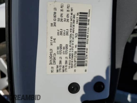 2007 Dodge 1500 ST z VIN 1D7HU18P77J517398, wystawiony jako Copart lot #75881114 z przebiegiem 195 380 mil mil oraz Szkoda całkowita • Salvage title. Historia ofert i sprzedaży dostępna na DreamBid. Obrazek 12.