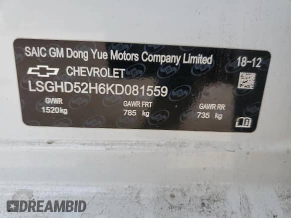 2019 Chevrolet Aveo с VIN LSGHD52H6KD081559, выставлен на аукционе Copart как лот 42763654 с пробегом 113 165 миль миль и Списание • Salvage title. История ставок и продаж доступна на DreamBid. Изображение 12.