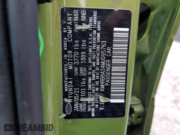 2021 Hyundai Venue SE с VIN KMHRB8A34MU095763, выставлен на аукционе Copart как лот 75228134 с пробегом 100 308 миль миль и Чистый • Clean title. История ставок и продаж доступна на DreamBid. Изображение 14.