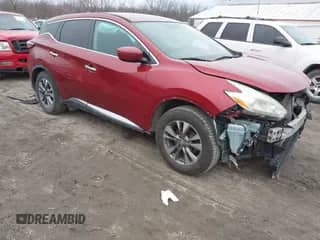 2016 Nissan Murano S with VIN 5N1AZ2MG0GN148039, listed as a IAAI auction lot 41483393 with 107,806 mi miles and . Bid and sale history available at DreamBid. Image 1.