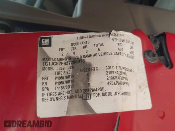 2003 Chevrolet Cavalier с VIN 1G1JC52F837296478, выставлен на аукционе IAAI как лот 42937712 с пробегом 65 400 миль миль и . История ставок и продаж доступна на DreamBid. Изображение 9.