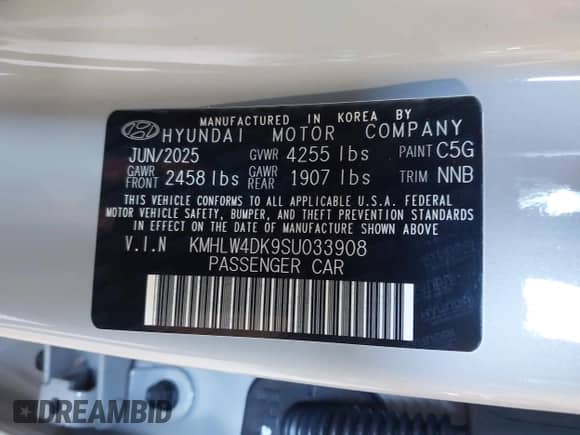 2025 Hyundai Elantra с VIN KMHLW4DK9SU033908, выставлен на аукционе IAAI как лот 43100451 с пробегом 633 миль миль и . История ставок и продаж доступна на DreamBid. Изображение 9.