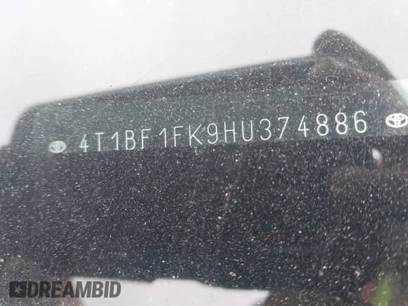 2017 Toyota Camry XSE с VIN 4T1BF1FK9HU374886, выставлен на аукционе IAAI как лот 43583816 с пробегом 10 555 миль миль и . История ставок и продаж доступна на DreamBid. Изображение 17.