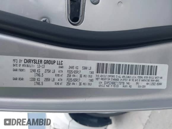 2014 Dodge Journey SE с VIN 3C4PDCAB8ET173778, выставлен на аукционе IAAI как лот 43189104 с пробегом 160 180 миль миль и . История ставок и продаж доступна на DreamBid. Изображение 9.