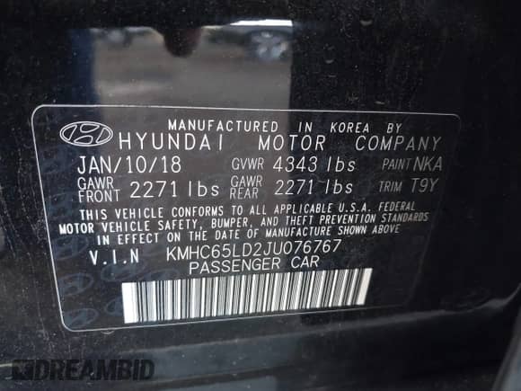 2018 Hyundai Ioniq с VIN KMHC65LD2JU076767, выставлен на аукционе IAAI как лот 42418160 с пробегом 178 333 миль миль и . История ставок и продаж доступна на DreamBid. Изображение 9.