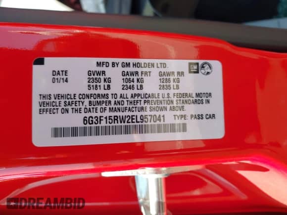 2014 Chevrolet SS с VIN 6G3F15RW2EL957041, выставлен на аукционе IAAI как лот 42404194 с пробегом Не указан миль и . История ставок и продаж доступна на DreamBid. Изображение 9.