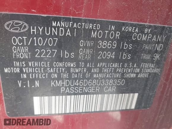 2008 Hyundai Elantra GLS с VIN KMHDU46D68U338350, выставлен на аукционе IAAI как лот 41982602 с пробегом Не указан миль и . История ставок и продаж доступна на DreamBid. Изображение 9.