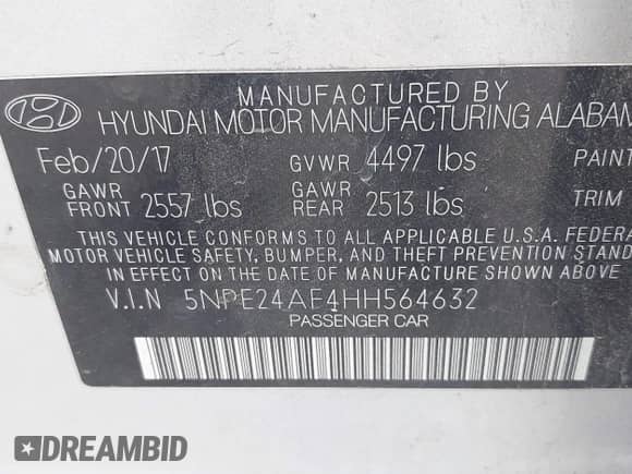 2017 Hyundai Sonata SE с VIN 5NPE24AF4HH564632, выставлен на аукционе IAAI как лот 39352105 с пробегом 120 444 миль миль и . История ставок и продаж доступна на DreamBid. Изображение 9.