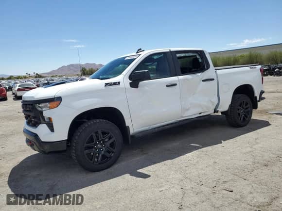 2024 Chevrolet Silverado 1500 Custom Trail Boss z VIN 3GCUDCE87RG454311, wystawiony jako Copart lot #66486955 z przebiegiem 3 402 mil mil oraz Szkoda całkowita • Salvage title. Historia ofert i sprzedaży dostępna na DreamBid. Obrazek 1.