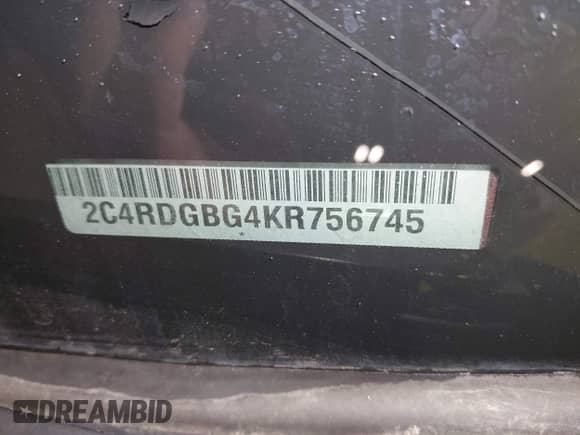 2019 Dodge Grand Caravan SE с VIN 2C4RDGBG4KR756745, выставлен на аукционе IAAI как лот 42369007 с пробегом 108 991 миль миль и . История ставок и продаж доступна на DreamBid. Изображение 9.