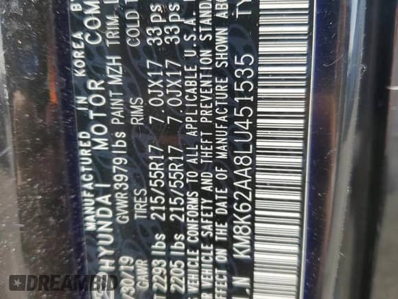 2020 Hyundai Kona SEL Plus z VIN KM8K62AA8LU451535, wystawiony jako Copart lot #57572625 z przebiegiem 56 669 mil mil oraz Szkoda całkowita • Salvage title. Historia ofert i sprzedaży dostępna na DreamBid. Obrazek 12.