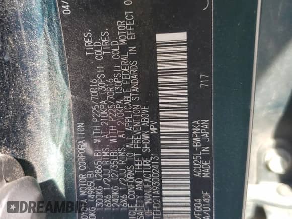 2003 Toyota Highlander с VIN JTEHD21A930024131, выставлен на аукционе Copart как лот 68070985 с пробегом 176 651 миль миль и Списание • Salvage title. История ставок и продаж доступна на DreamBid. Изображение 13.