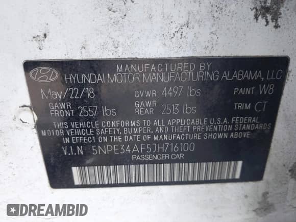 2018 Hyundai Sonata Limited с VIN 5NPE34AF5JH716100, выставлен на аукционе IAAI как лот 41649547 с пробегом 76 722 миль миль и . История ставок и продаж доступна на DreamBid. Изображение 9.