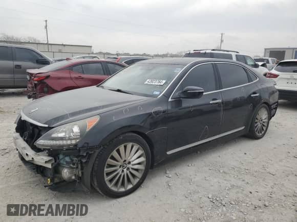 2015 Hyundai Equus Ultimate с VIN KMHGH4JH7FU092403, выставлен на аукционе Copart как лот 43923784 с пробегом 88 030 миль миль и . История ставок и продаж доступна на DreamBid. Изображение 1.