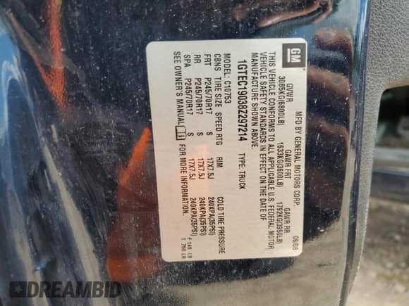 2008 GMC Sierra 1500 Work Truck with VIN 1GTEC19038Z297214, listed as a Copart auction lot 55752615 with 154,318 mi miles and Salvage title. Bid and sale history available at DreamBid. Image 13.