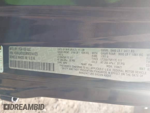 2021 Jeep Wrangler Unlimited 80th Anniversary with VIN 1C4HJXDG5MW514123, listed as a IAAI auction lot 43119876 with 60,640 mi miles and . Bid and sale history available at DreamBid. Image 9.
