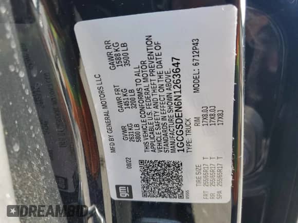 2022 Chevrolet Colorado 2WD Z71 с VIN 1GCGSDEN6N1263647, выставлен на аукционе Copart как лот 58633405 с пробегом 29 329 миль миль и Списание • Salvage title. История ставок и продаж доступна на DreamBid. Изображение 12.
