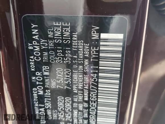 2024 Hyundai Palisade SEL с VIN KM8R4DGE6RU775411, выставлен на аукционе Copart как лот 70783664 с пробегом 2 524 миль миль и Списание • Salvage title. История ставок и продаж доступна на DreamBid. Изображение 14.