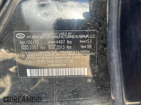 2015 Hyundai Sonata Limited с VIN 5NPE34AFXFH218336, выставлен на аукционе Copart как лот 83989105 с пробегом 136 062 миль миль и Чистый • Clean title. История ставок и продаж доступна на DreamBid. Изображение 10.