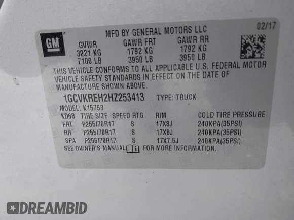 2017 Chevrolet Silverado 1500 LT with VIN 1GCVKREH2HZ253413, listed as a IAAI auction lot 42423819 with 103,934 mi miles and . Bid and sale history available at DreamBid. Image 9.