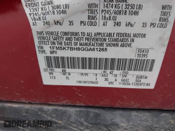 2016 Ford Explorer с VIN 1FM5K7BH8GGA61265, выставлен на аукционе IAAI как лот 41471737 с пробегом 179 939 миль миль и . История ставок и продаж доступна на DreamBid. Изображение 9.