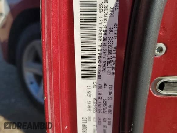 2011 Ram 1500 SLT with VIN 1D7RV1GT0BS542243, listed as a Copart auction lot 82621135 with 287,873 mi miles and Clean title. Bid and sale history available at DreamBid. Image 12.