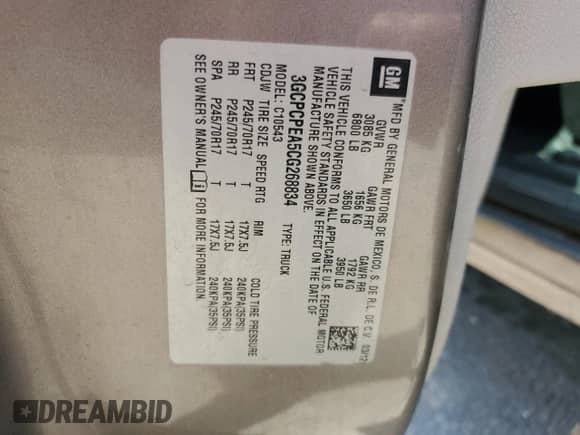 2012 Chevrolet Silverado 1500 Work Truck с VIN 3GCPCPEA5CG268834, выставлен на аукционе Copart как лот 51471485 с пробегом 199 975 миль миль и Списание • Salvage title. История ставок и продаж доступна на DreamBid. Изображение 12.