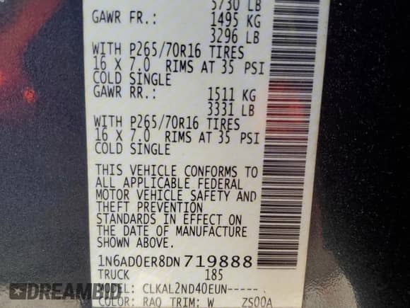 2013 Nissan Frontier SV z VIN 1N6AD0ER8DN719888, wystawiony jako Copart lot #80323225 z przebiegiem 149 157 mil mil oraz Szkoda całkowita • Salvage title. Historia ofert i sprzedaży dostępna na DreamBid. Obrazek 12.